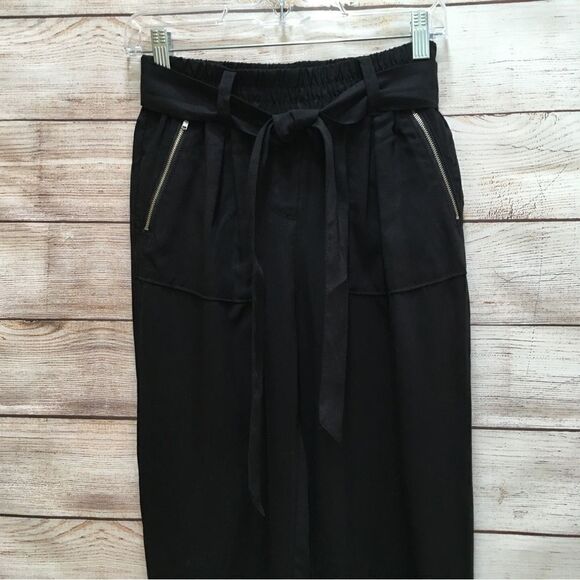 SUNDANCE PAPERBAG WAIST BLACK PANTS - Picture 2 of 5
